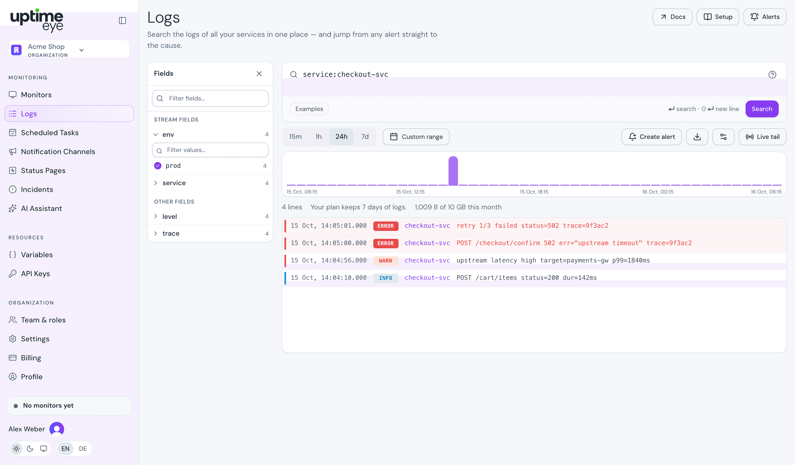 UptimeEye Logs